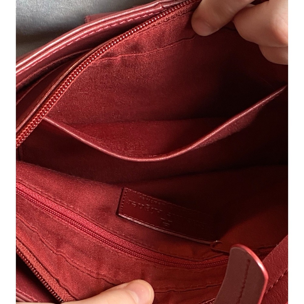 Vintage ETIENNE AIGNER Leather Brass Oxblood Red Handbag Purse Shoulder Bag - Picture 12 of 14